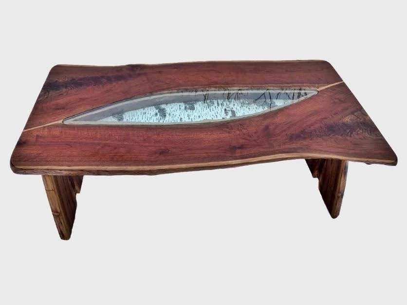 Black Walnut Table with Birch Bark Inlay 07 — The Nature of Things
